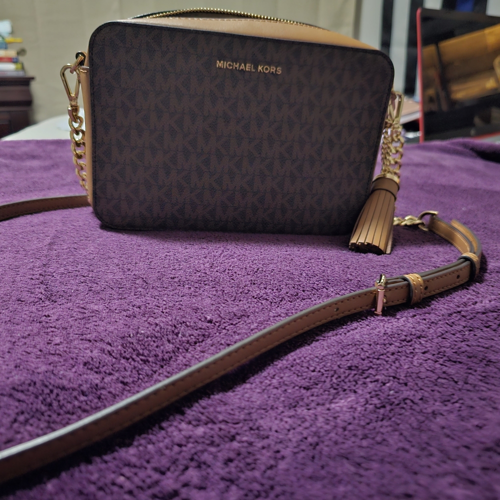 Michael Kors Brown Crossbody Bag with Gold Accents